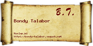 Bondy Talabor névjegykártya